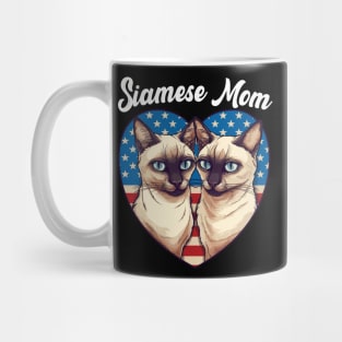 Siamese cat Mom American flag Heart Cat Mug